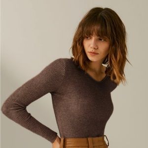 Commense - Brown Ribbed-Knit Sweater - Sz L